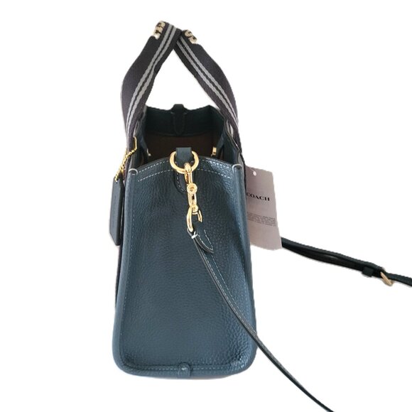 Coach CBH14 Refined Pebbled Leather Smith Tote 24 Crossbody Handbag Denim - Picture 3 of 7